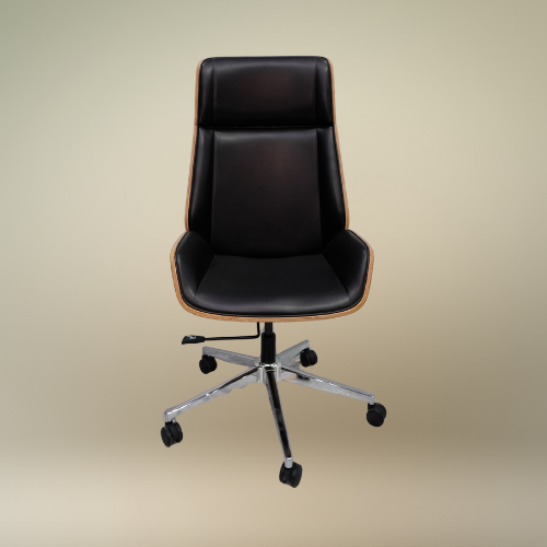 Luxury Executive PU Leather & Wood Office Chair – Designer Spider Base – Heavy Duty