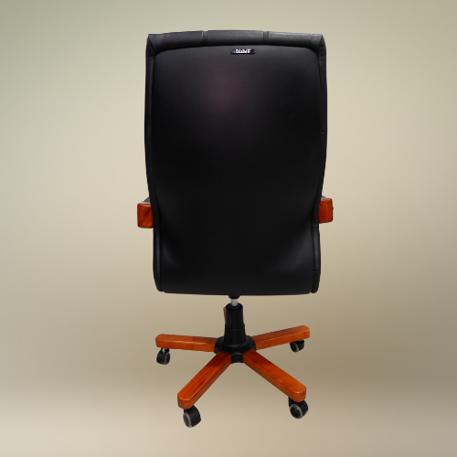 Executive "Boss" PU Leather Chair – Luxury Wooden Spider Base & Matching Wood Armrests