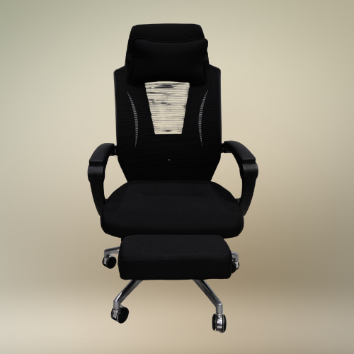 Elite Full Mesh Ergonomic Recliner – Adjustable Back & Footrest – Premium Aluminum Spider Base